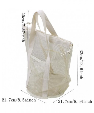 Atmneris Mesh Beach Tote Bag Foldable Swimming Bag Large Shoulder Handbag Casual Travel Hollow Shopping Bag White $7.90 Shoul...