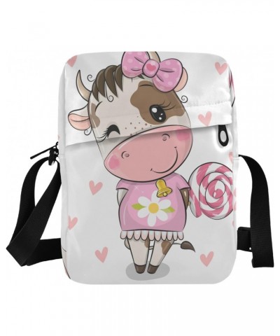 Cute Cartoon Cow Messenger Bag for Women Men Crossbody Shoulder Bag Cute Crossbody Purse Shoulder Handbags with Adjustable St...