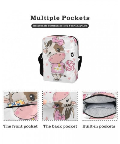 Cute Cartoon Cow Messenger Bag for Women Men Crossbody Shoulder Bag Cute Crossbody Purse Shoulder Handbags with Adjustable St...