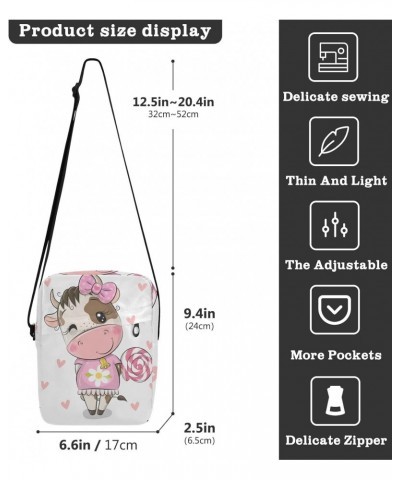 Cute Cartoon Cow Messenger Bag for Women Men Crossbody Shoulder Bag Cute Crossbody Purse Shoulder Handbags with Adjustable St...