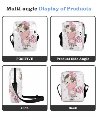 Cute Cartoon Cow Messenger Bag for Women Men Crossbody Shoulder Bag Cute Crossbody Purse Shoulder Handbags with Adjustable St...