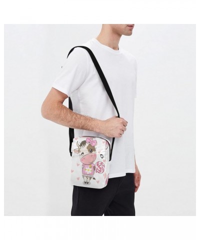 Cute Cartoon Cow Messenger Bag for Women Men Crossbody Shoulder Bag Cute Crossbody Purse Shoulder Handbags with Adjustable St...