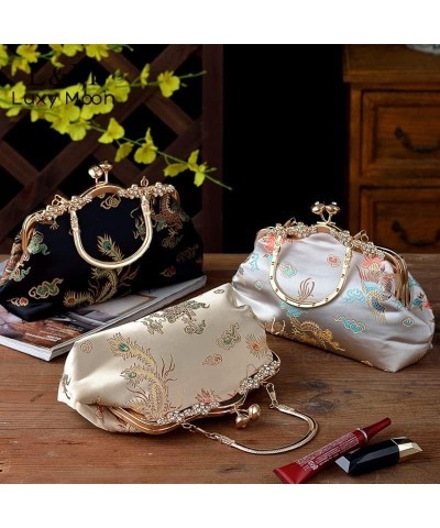 Vintage Embroidery Clutch Handbag Women Solid Satin Diamond Evening Bag Elegant Female Dinner Chain Messenger Bag Purse (Colo...