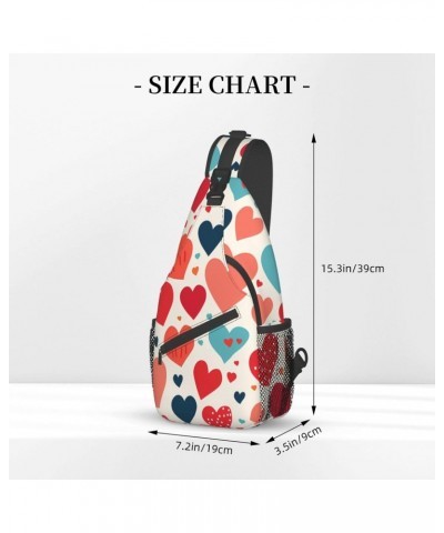 Cute Love Heart Pattern Crossbody Sling Bag for Men Women Sling Backpack Shoulder Bag Casual Hiking Daypack Chest Bag for Tra...