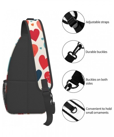 Cute Love Heart Pattern Crossbody Sling Bag for Men Women Sling Backpack Shoulder Bag Casual Hiking Daypack Chest Bag for Tra...