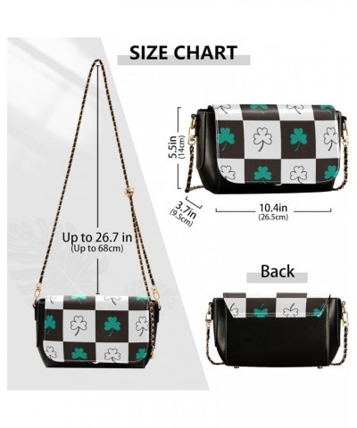 St. Patrick's Day Shamrocks Plaid Cute Crossbody Bags Women Trendy Grab Bag Gifts For Adults with Credit Card Slots Black Sma...