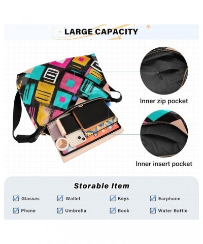 Cute Christmas Sloth Crossbody Bag Mens Cross Body Bag Shoulder Purse PU Leather Geometric Square Pattern $16.64 Totes