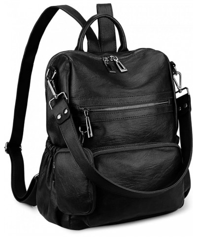 Backpack Purse for Women Vegan Leather Ladies Fashion Travel Shoulder Bag Convertible 262 Black $14.70 Backpacks