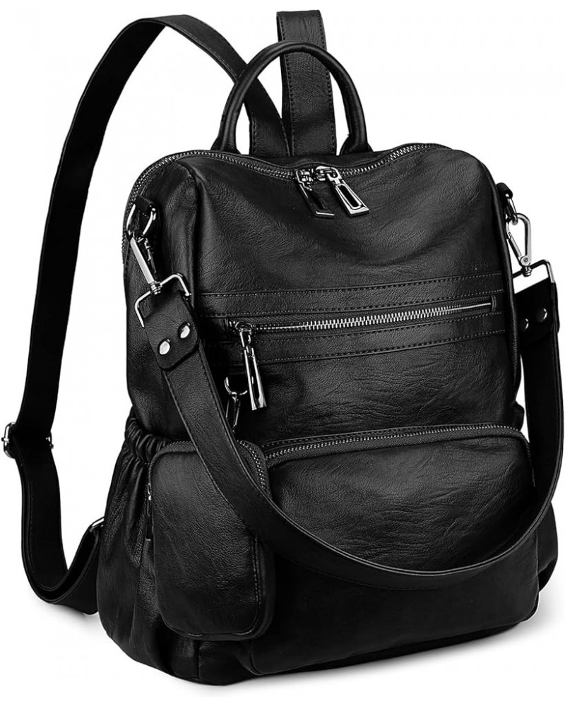 Backpack Purse for Women Vegan Leather Ladies Fashion Travel Shoulder Bag Convertible 262 Black $14.70 Backpacks