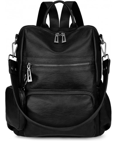 Backpack Purse for Women Vegan Leather Ladies Fashion Travel Shoulder Bag Convertible 262 Black $14.70 Backpacks