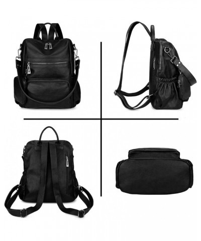 Backpack Purse for Women Vegan Leather Ladies Fashion Travel Shoulder Bag Convertible 262 Black $14.70 Backpacks