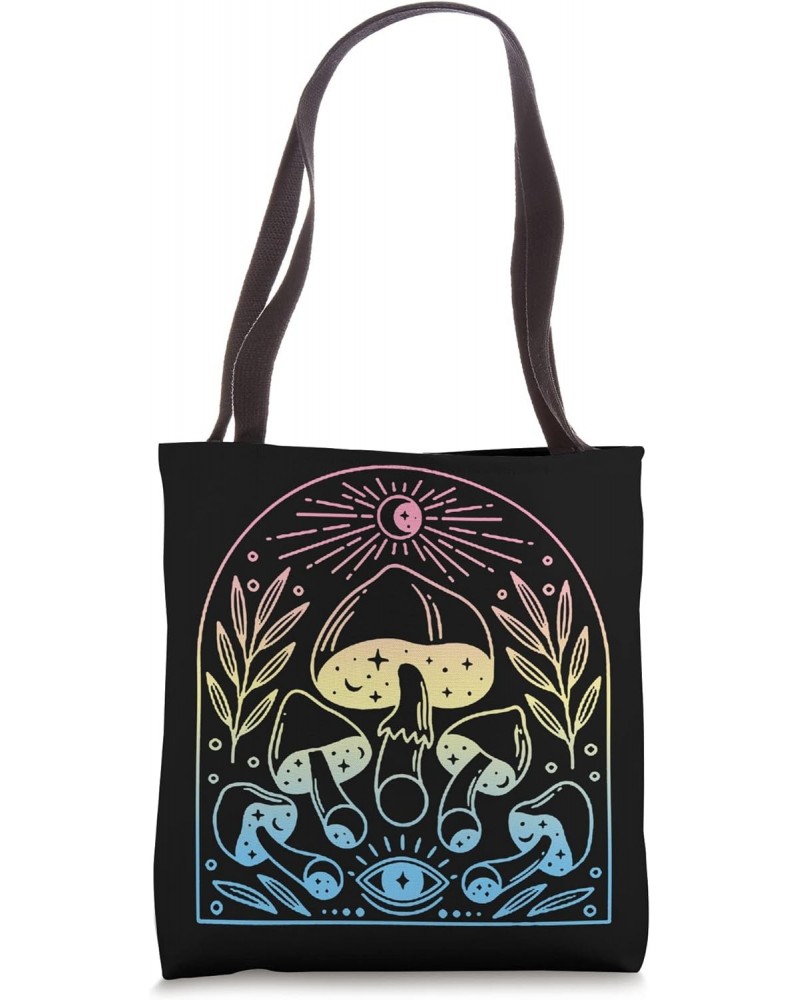 Mushroom Moon Phases Hippie Colorful Pastel Kawaii Aesthetic Tote Bag $11.43 Totes