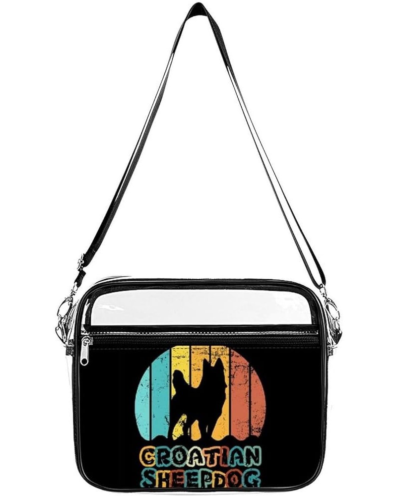 Curly-coated-retriever-retro-sunset-print Clear Crossbody Shoulder Purse Bag for Men Women, Stadium Clear Messenger Bag Style...