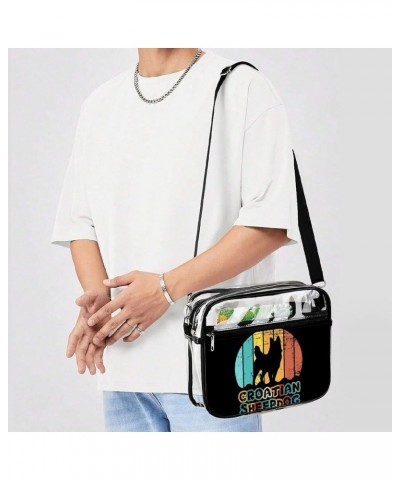 Curly-coated-retriever-retro-sunset-print Clear Crossbody Shoulder Purse Bag for Men Women, Stadium Clear Messenger Bag Style...