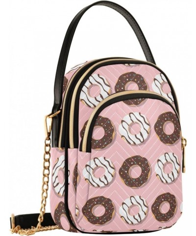 Cute Donuts Pattern Crossbody Bags for Women Quilted Shoulder Bag Handbag with Chain Strap Trendy Cross Body Cell Phone Cross...