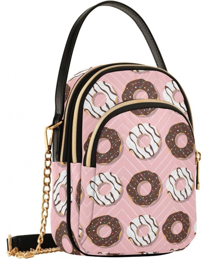 Cute Donuts Pattern Crossbody Bags for Women Quilted Shoulder Bag Handbag with Chain Strap Trendy Cross Body Cell Phone Cross...