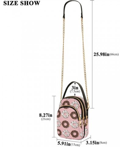 Cute Donuts Pattern Crossbody Bags for Women Quilted Shoulder Bag Handbag with Chain Strap Trendy Cross Body Cell Phone Cross...