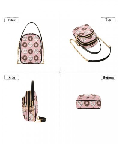 Cute Donuts Pattern Crossbody Bags for Women Quilted Shoulder Bag Handbag with Chain Strap Trendy Cross Body Cell Phone Cross...