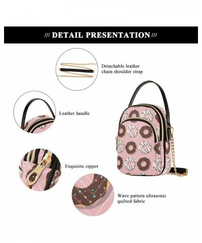 Cute Donuts Pattern Crossbody Bags for Women Quilted Shoulder Bag Handbag with Chain Strap Trendy Cross Body Cell Phone Cross...