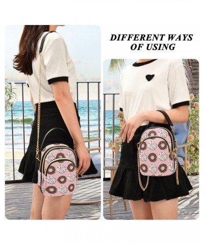 Cute Donuts Pattern Crossbody Bags for Women Quilted Shoulder Bag Handbag with Chain Strap Trendy Cross Body Cell Phone Cross...