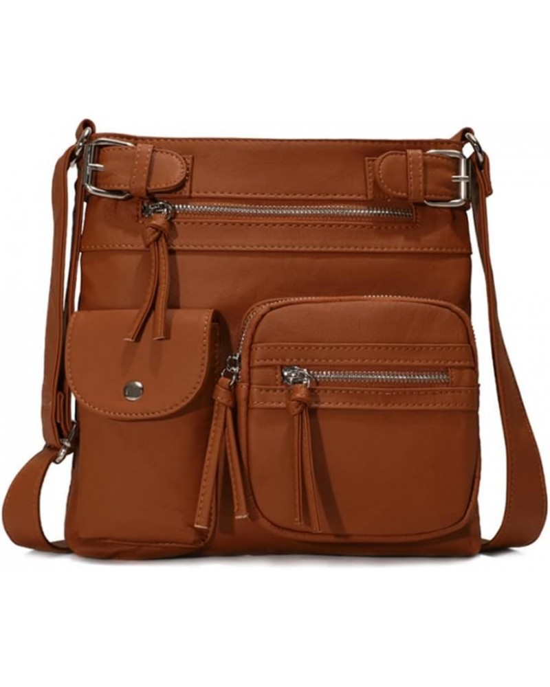 Crossbody Bag for Women Multiple pockets Phone Bags Small Shoulder Bag Purse-Blue Brown $34.08 Totes