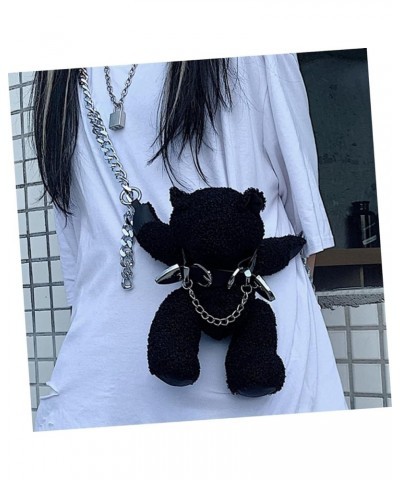 2 Pcs Plush Messenger Bag Womens Messenger Bag Crossbody 3d Cute Plush Purse Purse for Girls Stuffed Black $9.64 Crossbody Bags