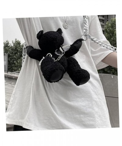 2 Pcs Plush Messenger Bag Womens Messenger Bag Crossbody 3d Cute Plush Purse Purse for Girls Stuffed Black $9.64 Crossbody Bags