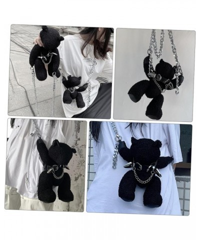 2 Pcs Plush Messenger Bag Womens Messenger Bag Crossbody 3d Cute Plush Purse Purse for Girls Stuffed Black $9.64 Crossbody Bags