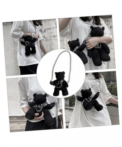 2 Pcs Plush Messenger Bag Womens Messenger Bag Crossbody 3d Cute Plush Purse Purse for Girls Stuffed Black $9.64 Crossbody Bags