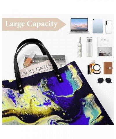 Fluid Acrylic on Canvas Women's Tote Bag PU Leather Handbag Shoulder Purse Fashion Top-Handle Bags $18.92 Totes