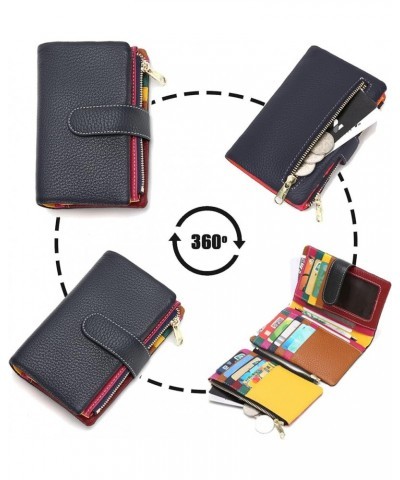 Small Bifold Real Leather Wallet Women Designer Minimalist RFID Blocking Wallet with Removable Card Holder & Coins Pocket (Re...