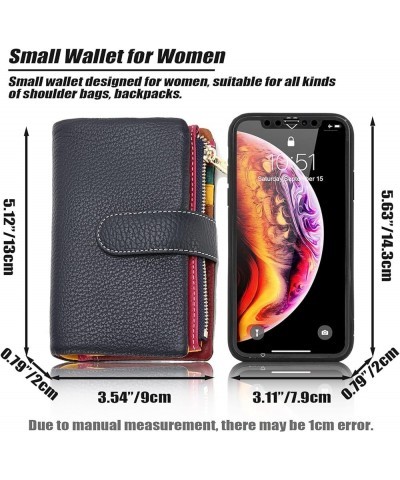 Small Bifold Real Leather Wallet Women Designer Minimalist RFID Blocking Wallet with Removable Card Holder & Coins Pocket (Re...