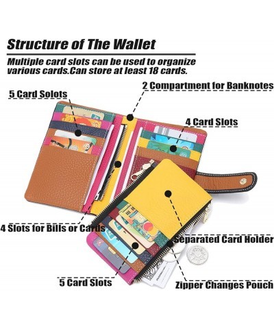 Small Bifold Real Leather Wallet Women Designer Minimalist RFID Blocking Wallet with Removable Card Holder & Coins Pocket (Re...