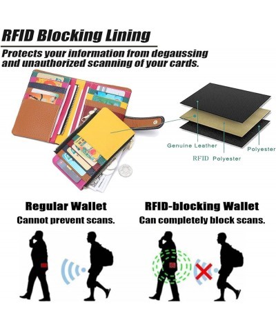 Small Bifold Real Leather Wallet Women Designer Minimalist RFID Blocking Wallet with Removable Card Holder & Coins Pocket (Re...