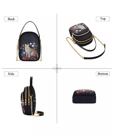 Leopard with Bouquet Women's Crossbody Handbags with Zipper, Casual Leather Cell Phone Purse Crossbody Bags for Ladies $10.40...