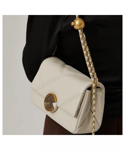 Genuine Leather Crossbody Bag for Women Chain Purse Quilted Shoulder Bag Fashion Chain Leather Handbag Tote White $29.40 Shou...