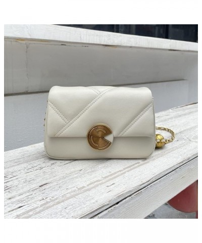 Genuine Leather Crossbody Bag for Women Chain Purse Quilted Shoulder Bag Fashion Chain Leather Handbag Tote White $29.40 Shou...