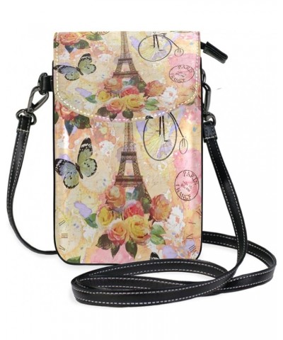 Women Lether Crossbody Bag Floral Phone Wallet with Credit Card Slots Small Shoulder Bag Flower 09 $12.00 Crossbody Bags