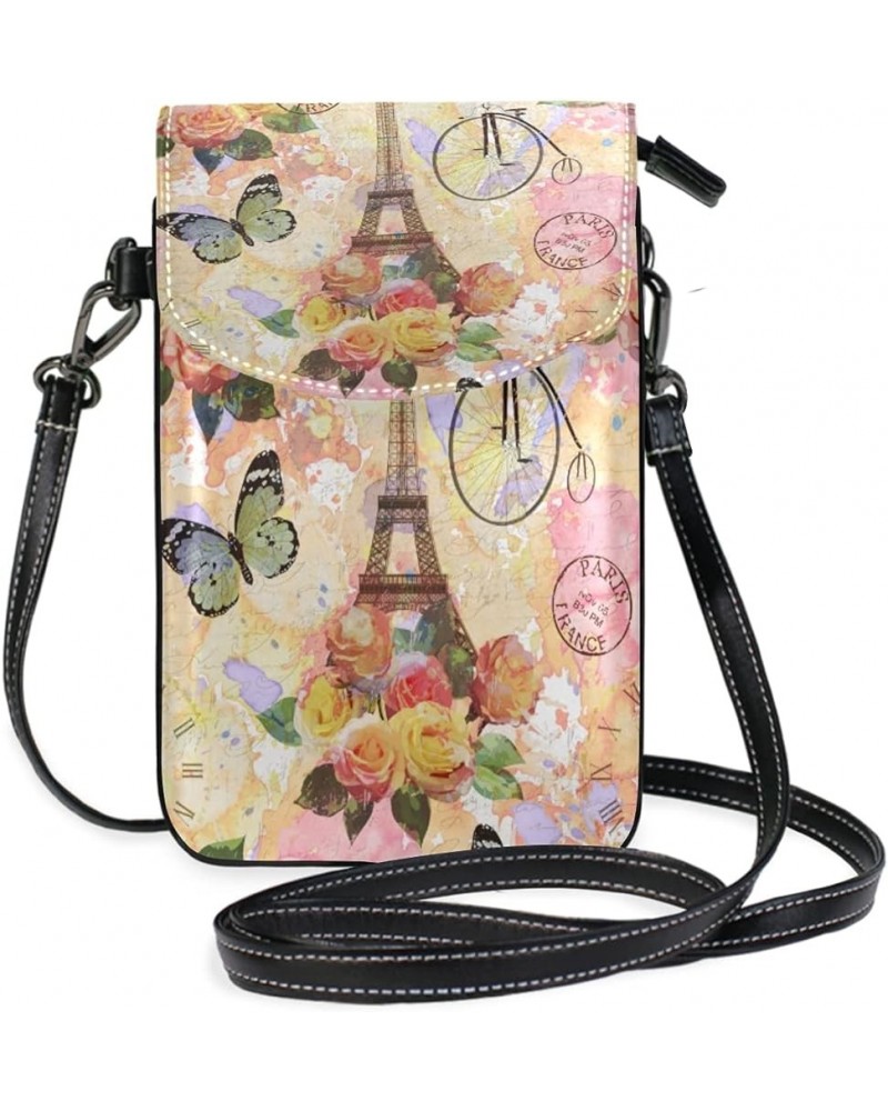 Women Lether Crossbody Bag Floral Phone Wallet with Credit Card Slots Small Shoulder Bag Flower 09 $12.00 Crossbody Bags