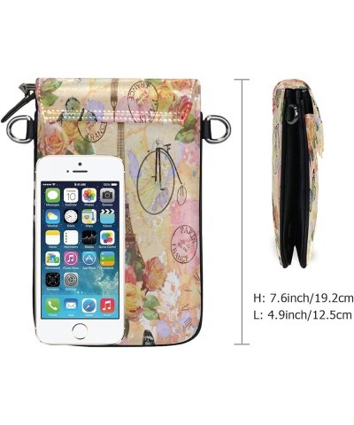 Women Lether Crossbody Bag Floral Phone Wallet with Credit Card Slots Small Shoulder Bag Flower 09 $12.00 Crossbody Bags