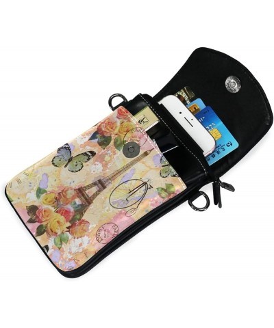 Women Lether Crossbody Bag Floral Phone Wallet with Credit Card Slots Small Shoulder Bag Flower 09 $12.00 Crossbody Bags