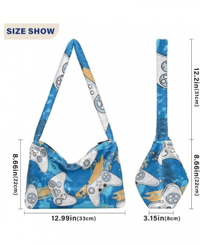 Women Boho Handbag Dream Catcher Cute Watercolor Gamer Love Joystick Blue Cute Underarm Bag Tote Bag Shoulder Bag Crossbody B...