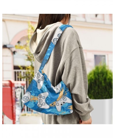 Women Boho Handbag Dream Catcher Cute Watercolor Gamer Love Joystick Blue Cute Underarm Bag Tote Bag Shoulder Bag Crossbody B...