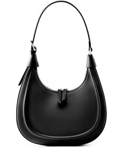 Leather Crescent Bag For Women,Trendy Women's Shoulder Handbags small purses for women Black $26.99 Shoulder Bags