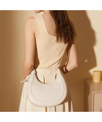 Leather Crescent Bag For Women,Trendy Women's Shoulder Handbags small purses for women Black $26.99 Shoulder Bags