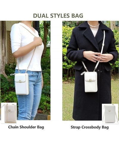 Small Crossbody Bags for Women Cell Phone Purse Wallet Women's Handbags with 2 Strap(Chain Strap+PU Leather Strap) White3(cha...