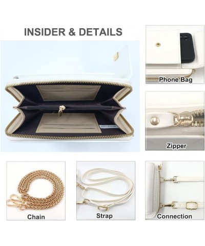 Small Crossbody Bags for Women Cell Phone Purse Wallet Women's Handbags with 2 Strap(Chain Strap+PU Leather Strap) White3(cha...