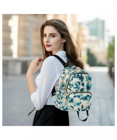 Women Backpack Grunge Watercolor Aqua Blue Anti-Theft Travel Backpack with Luggage Belt Durable Lightweight Handbag Lady Purs...