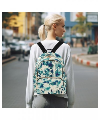 Women Backpack Grunge Watercolor Aqua Blue Anti-Theft Travel Backpack with Luggage Belt Durable Lightweight Handbag Lady Purs...