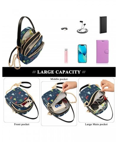 Christmas Navy Blue Crossbody Bag for Women Small Travel Purse Cross Body Handbags Phone Bag with Removable Strap $10.78 Cros...